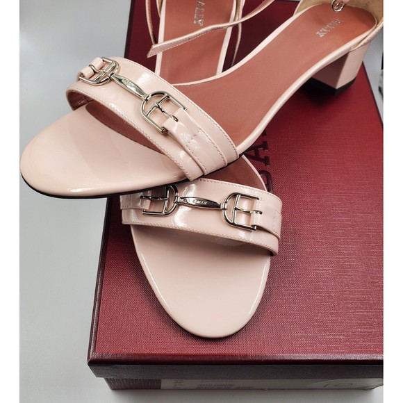 bally cloto calf patent leather women shoes sandals petal bnwt - Picture 2 of 12